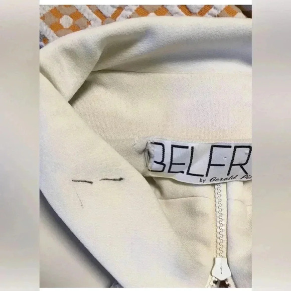 Vintage 60/70’s BELFRY GERALD PIERCE orange White Mod Zipper S/s Dress Medium? - Picture 4 of 6